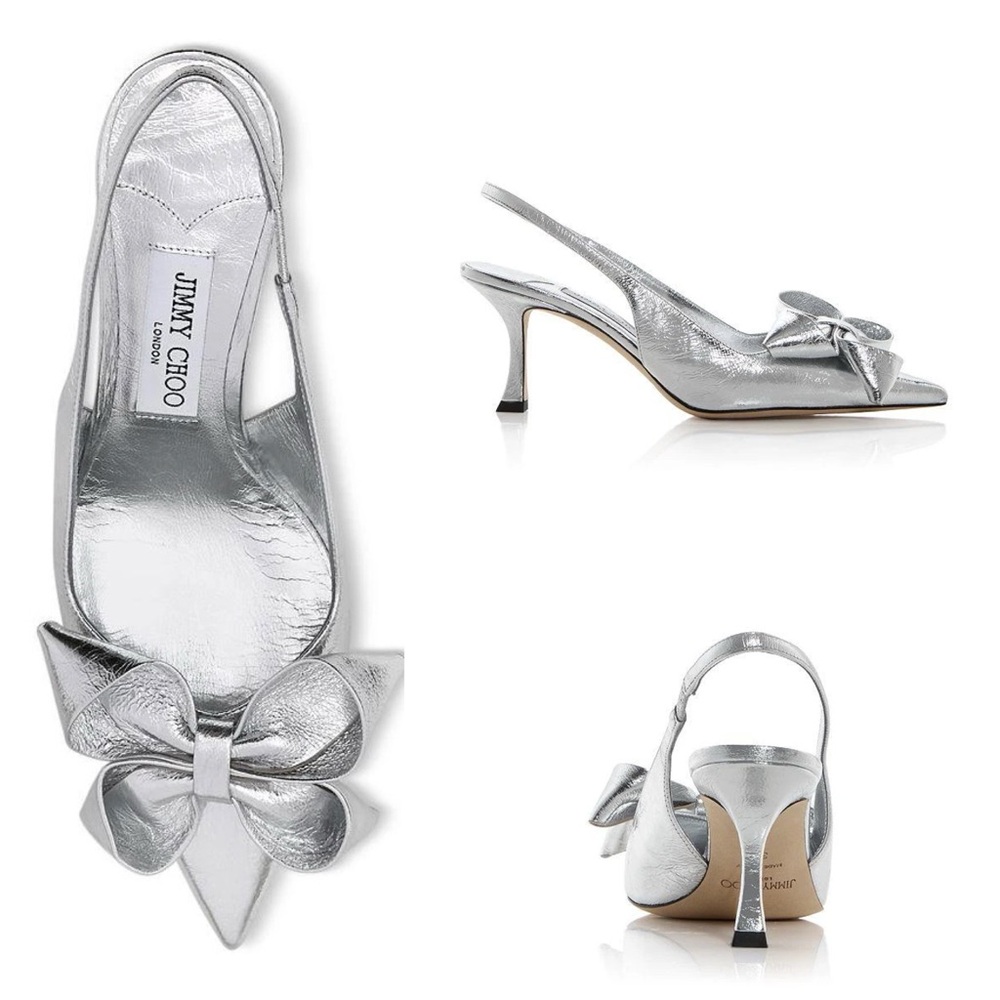 New Jimmy Choo Staz 70 Bow Slingback Pumps 40 $995